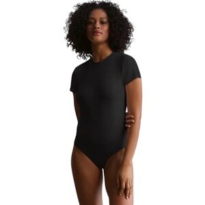 Commando Essential Cotton Crew Short Sleeve Tee Bodysuit in Black L